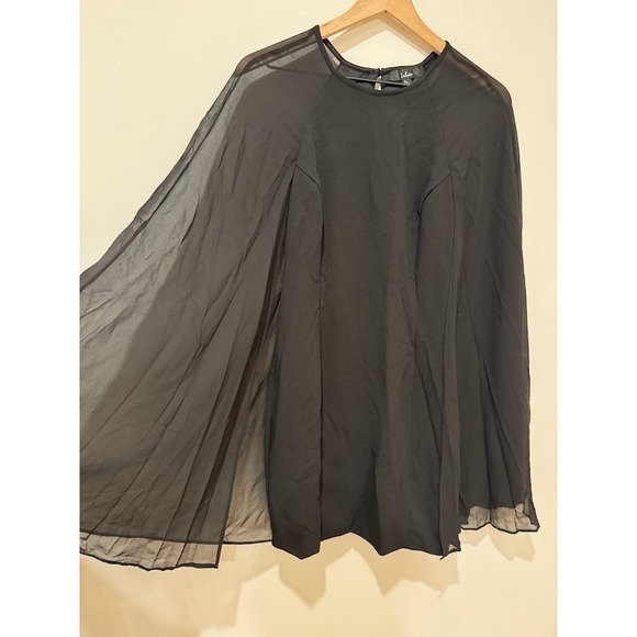 Lulus Black Sheer Sleeve Mini Dress Size L Party Cocktail - Picture 3 of 11